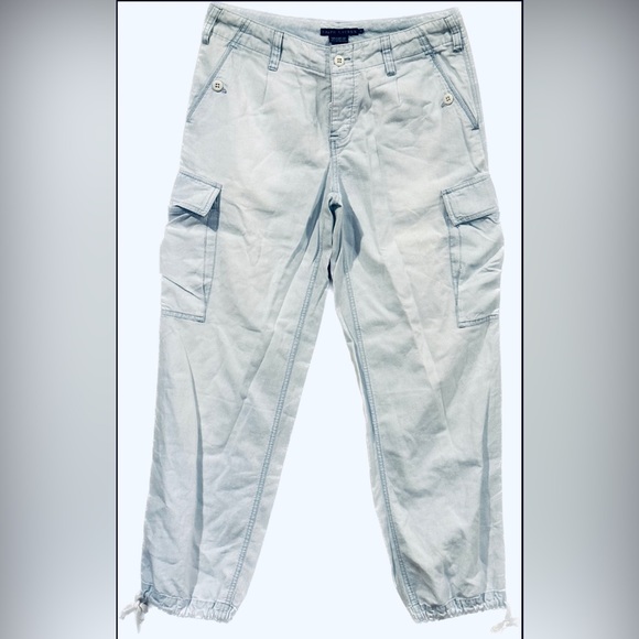 Blue Label - Ralph Lauren light faded wash drawstring cargo pant 6 - Picture 1 of 5